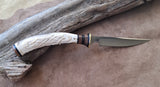25-11 - Celtic Knot Carved Deer Antler Black Paper Micarta, Goncala Alves Narrow Utility