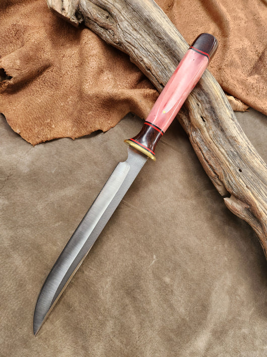 26-24 - Stabilized Red Bone with Cocobolo Cap Long Carver