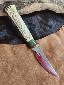 25-109 - Celtic Carved Deer Antler Drop Point Utility