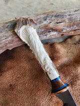 26-21 - Eagle Crown Carved Deer Antler Short Fillet