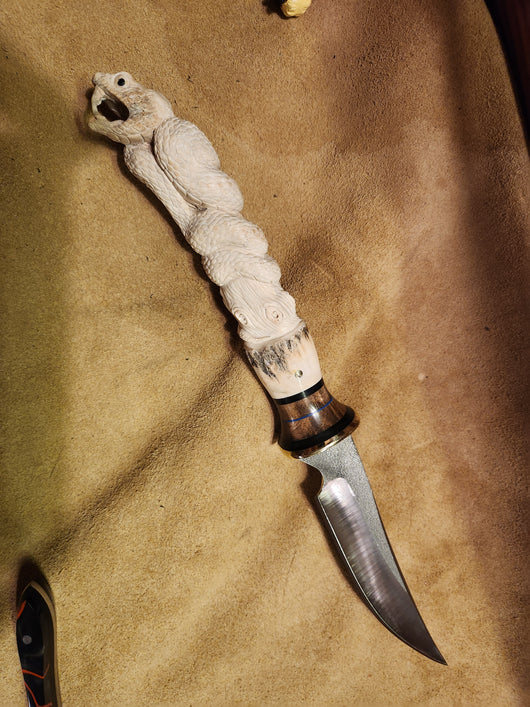 25-188 - Snake Carved Deer Antler Short Fillet