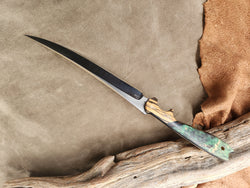26-65 - Green Maple Handle w/ Black & White Ebony Bolster long fillet