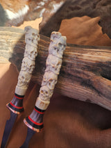 25-99 Skull Stack Carved Deer Antler Eating Set