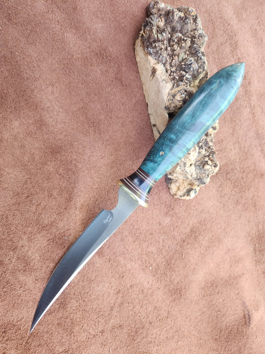 26-33 - Stabilized Teal Karelian Burl Narrow Fillet