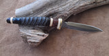 25-6 - Female Springbok Segment Ivory Micarta, Brown and Orange Maple Burl Bodice Dagger
