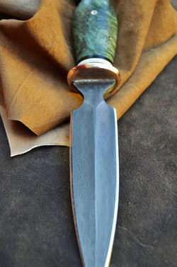 173-16 Green Ladder Pattern Damascus Dagger