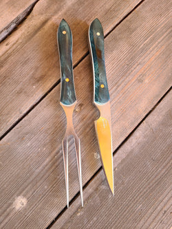 19-20 Blue mango wood eating set