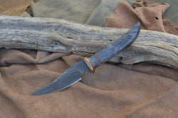 98-19 Blue maple burl, Damascus, Clip point