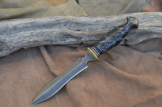 97-19 Black alum Raffir, Damascus, leaf dagger