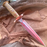 131-21 Stabilized Yellow Dyed Quilted Maple Medium Dagger