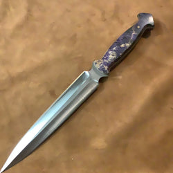 153-22 Stabilized Black and Purple Dyed Box Elder Long Dagger