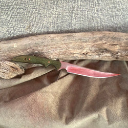 74-21 Stabilized Green Dyed Mahogany, Narrow Clip Point Carver