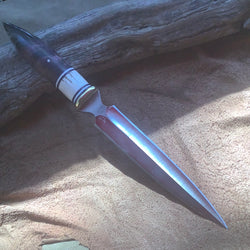 6-21 Meddium Dagger w/ Stabilized Purple Dyed Quilted Maple