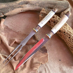 125/126-22 Elk Antler Segment, Stabilized Spalted Maple, Green G10, Black Paper Micarta Carving Set