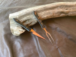 18-22 Stabilized Blue Dyed Maple Burl eating set