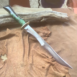 15-21 XX Long Multi-grind w/ Green Dyed Spalted Maple Burl, Blue & Purple Resin Handle