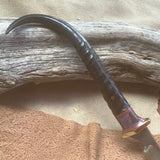 43-21 Springbok Horn w/ Purple Maple Burl Narrow Long Clip Point Fillet