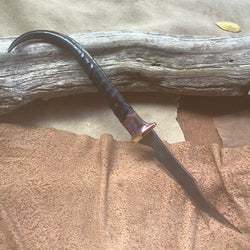 43-21 Springbok Horn w/ Purple Maple Burl Narrow Long Clip Point Fillet