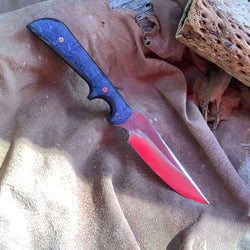 135-22 Stabilized Blue Dyed Quilted Maple with Black Paper Micarta