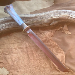 13-21 Extra Long Tanto w/ Stabilized Blue Dyed Bone