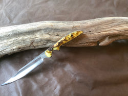 2-22 Stabilized Icelandic Birch w/ Clear and Brown Resin Narrow Clip Point