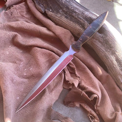 119-21 Stabilized Orange & Green Dyed  Maple Burl Narrow Dagger