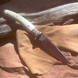 32-21 Elk Antler Segment, Quilted Maple, Blue G10 & End Cap