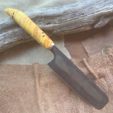 59-21 Yellow Dyed Maple Burl Narrow Cleaver