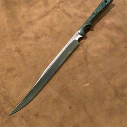 167-22 Puzzle Piece with Brown Paper Micarta with 2 lines, Stabilized Green Dyed Maple Burl