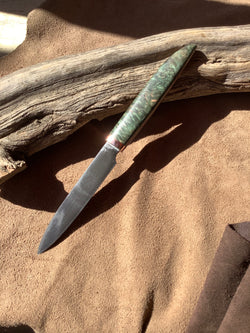 80-22 Stabilized Green Dyed Maple Burl Utility