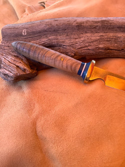 49-22 Stabilized Yellow Dyed Maple Burl, Narrow Drop Point