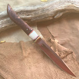 9-21 Long Drop Point Carver, Red Dyed Spalted Maple Burl