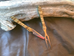 19-22 Stabilized Yellow Dyed Spalted Maple eating set