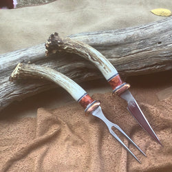 18-21 Deer Antler Crown w/ Red & Orange Maple Burl