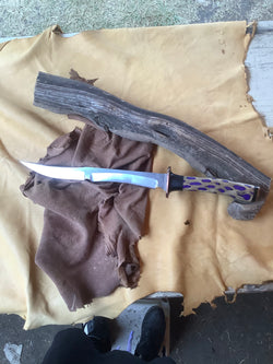 37-22 Stabilized Cactus with Purple Resin and Copper Butt-Cap, XXL Long Multi Grind