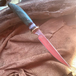 140-21 Stabilized Teal Dyed Spalted Maple Narroew Carver