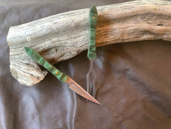 20-22 Stabilized Green Dyed Quilted Maple eating set