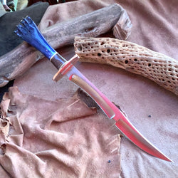 120-22 Stabilized Blue Dyed Bone, Antique Micarta, Stabilized Palm XL Multi-Grind