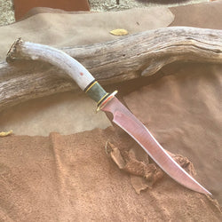 7-21 Long Clip Point Fillet Deer Antler Crown Green Spalted Maple Burl