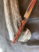 4-22 Stabilized Orange and Brown Dyed Maple Burl Narrow Drop Point Carver